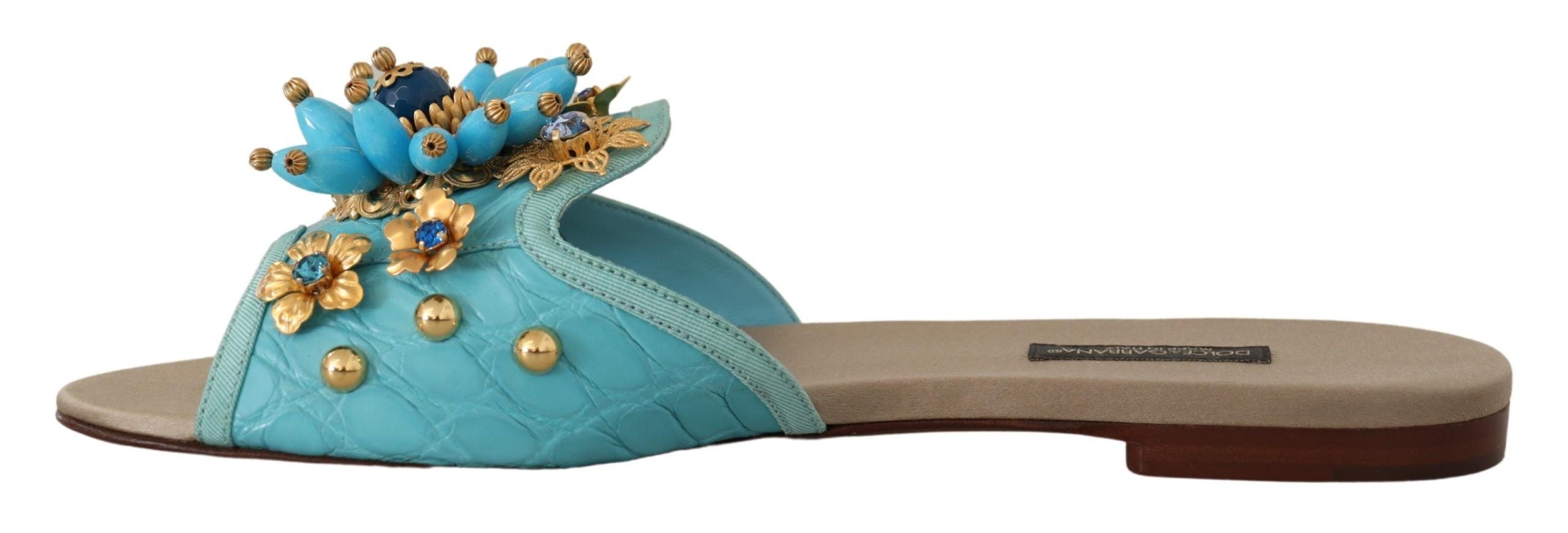 Dolce &amp; Gabbana – Exquisite Sandalen aus exotischem Leder mit Kristallverzierung