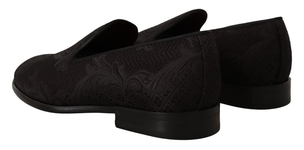 Dolce &amp; Gabbana – Schwarze Hausschuhe aus geblümtem Brokat