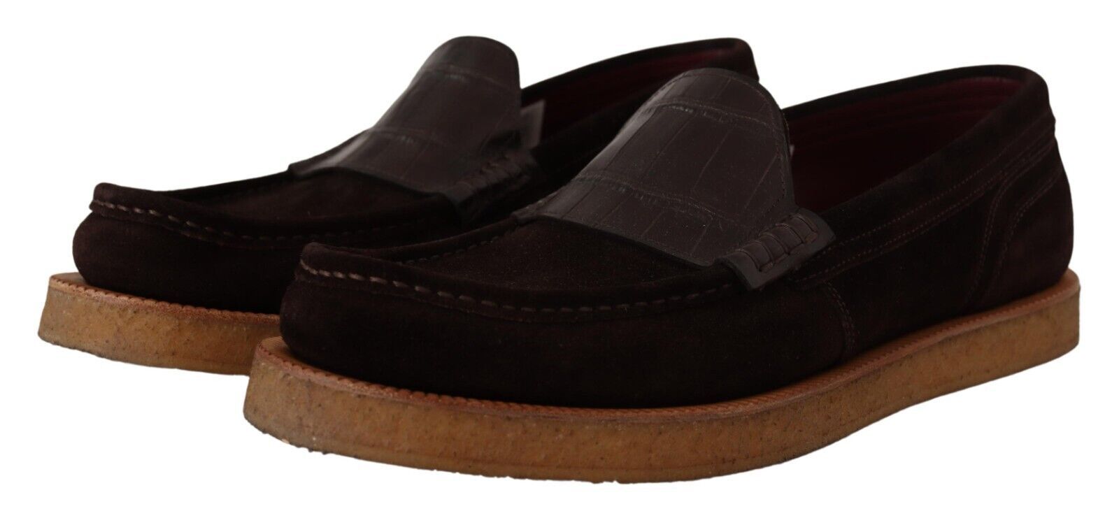 Dolce &amp; Gabbana Elegante Loafer aus Wildleder-Krokodil in Braun