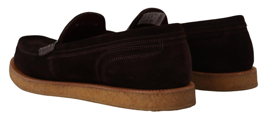Dolce &amp; Gabbana Elegante Loafer aus Wildleder-Krokodil in Braun