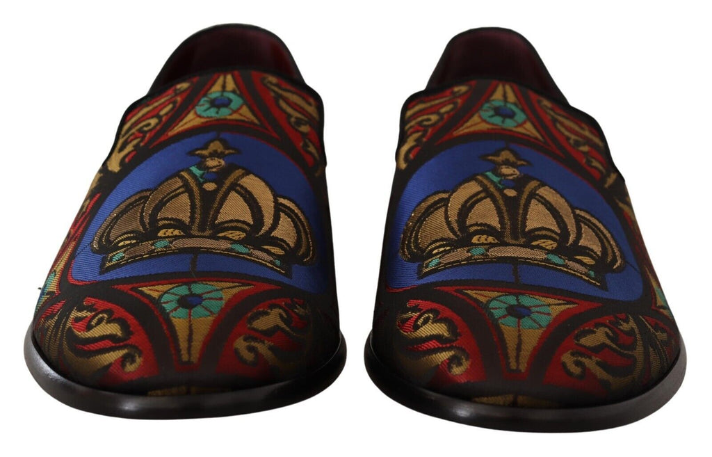Dolce &amp; Gabbana – Mehrfarbige Jacquard-Loafer-Hausschuhe zum Hineinschlüpfen