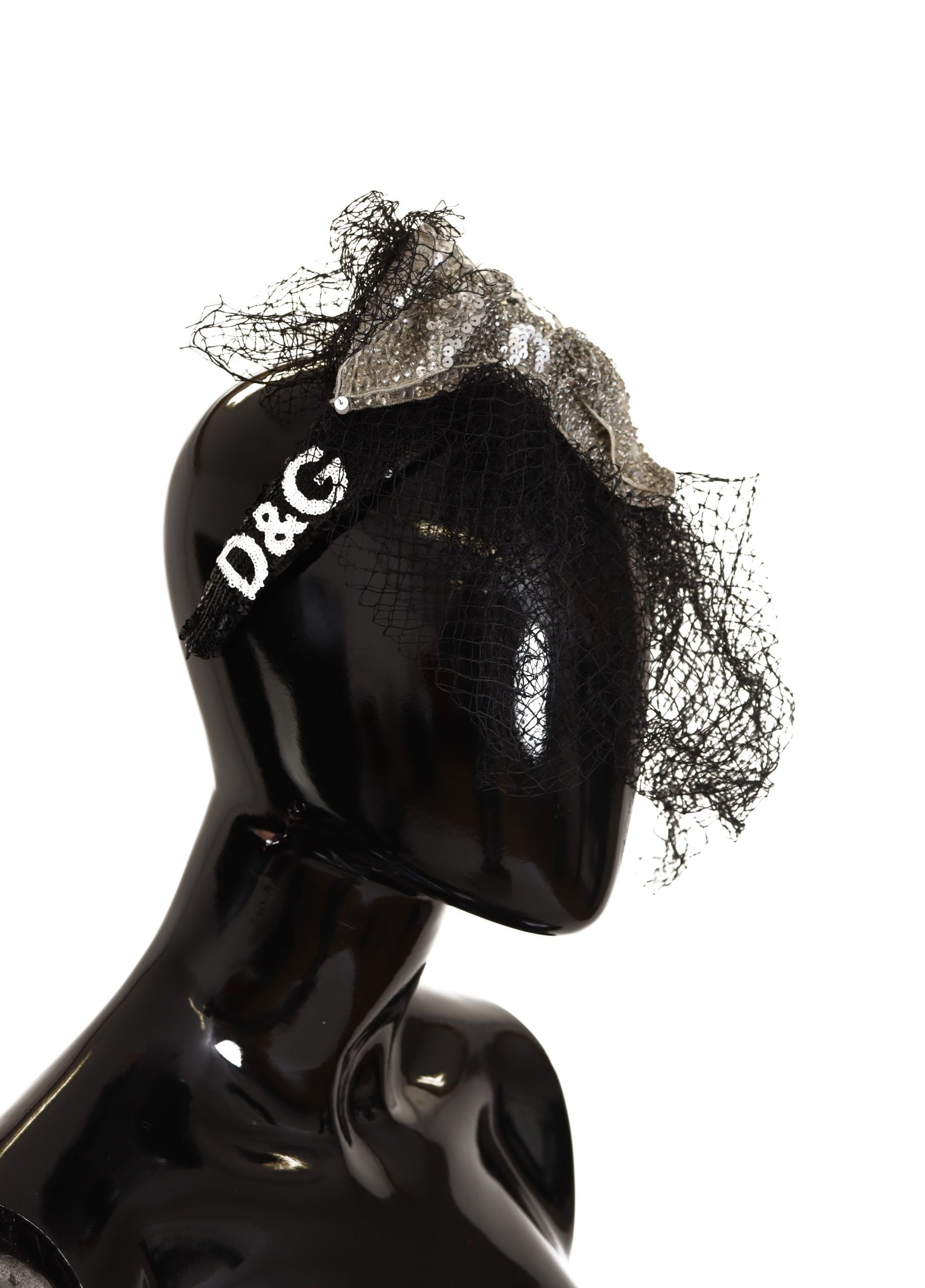 Dolce &amp; Gabbana Glamouröses schwarzes Designer-Diadem mit Pailletten