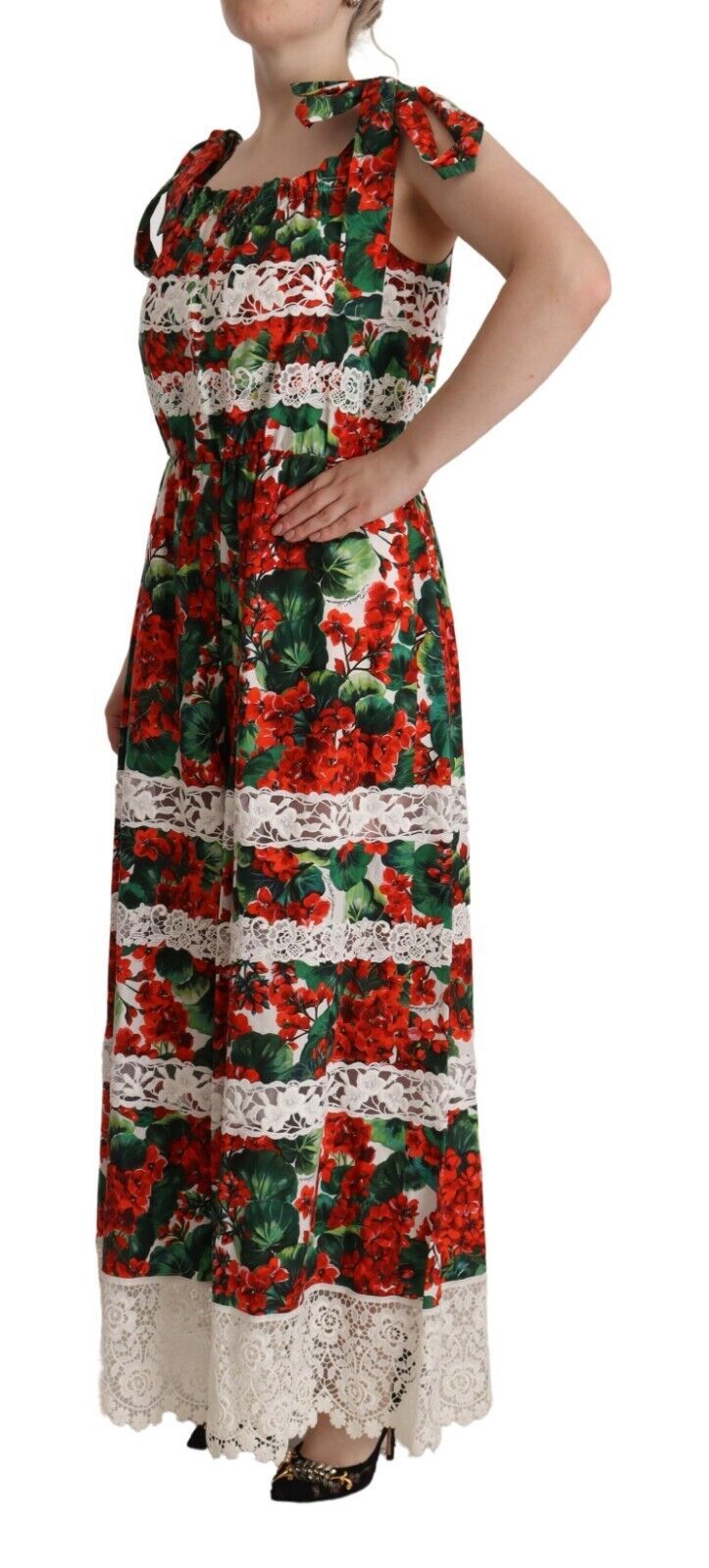 Dolce &amp; Gabbana Mehrfarbiges Maxikleid mit Blumenmuster
