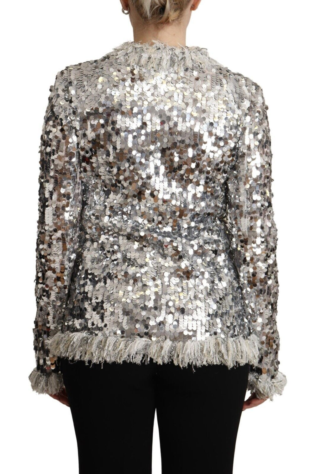 Dolce &amp; Gabbana Schicker silberner Pailletten-Jackenmantel