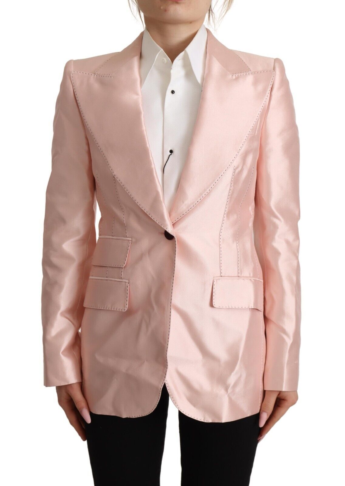 Dolce &amp; Gabbana Elegante rosa Seidenblazerjacke