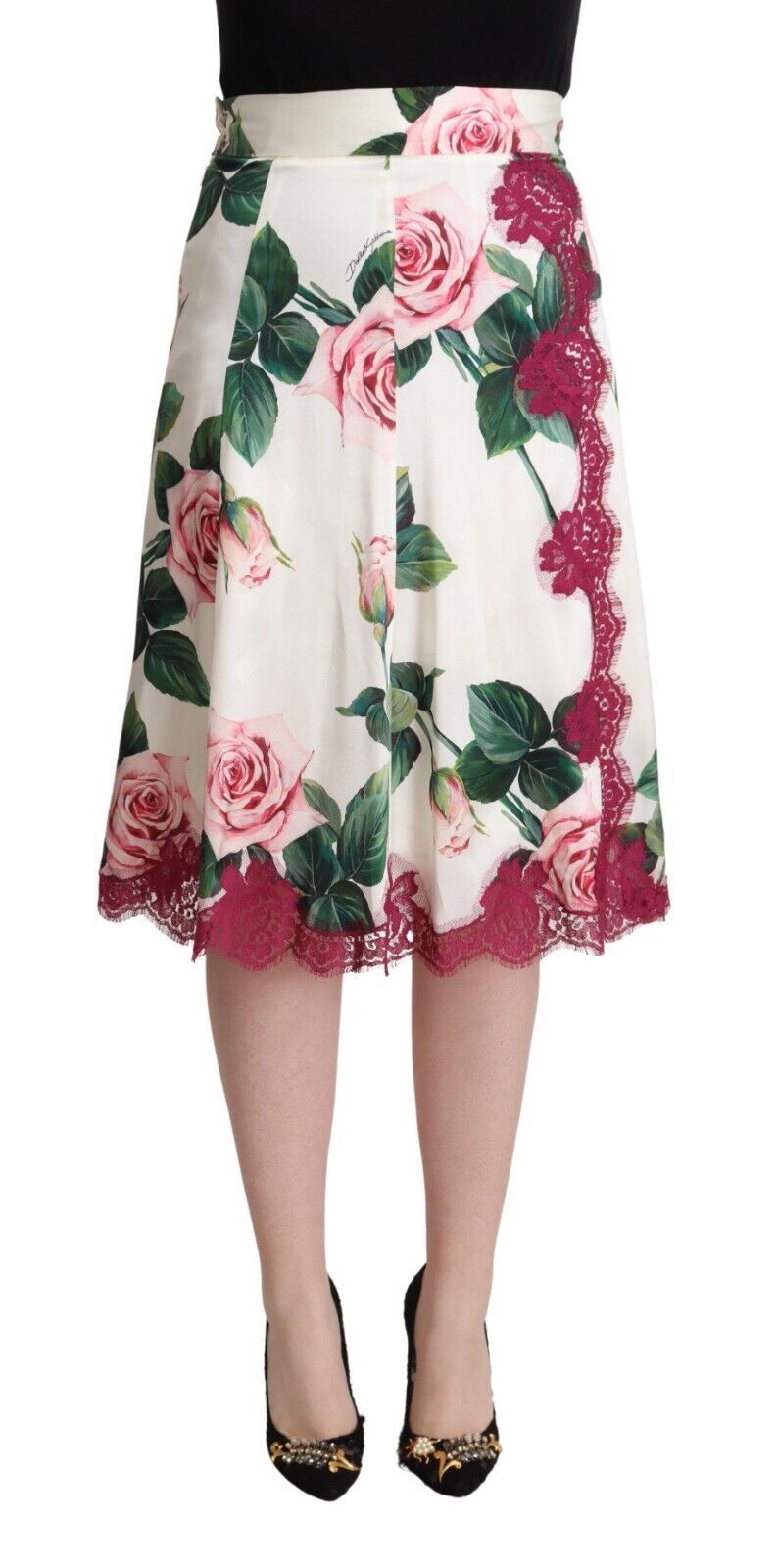 Dolce &amp; Gabbana – Eleganter Midirock in A-Linie mit Blumenmuster