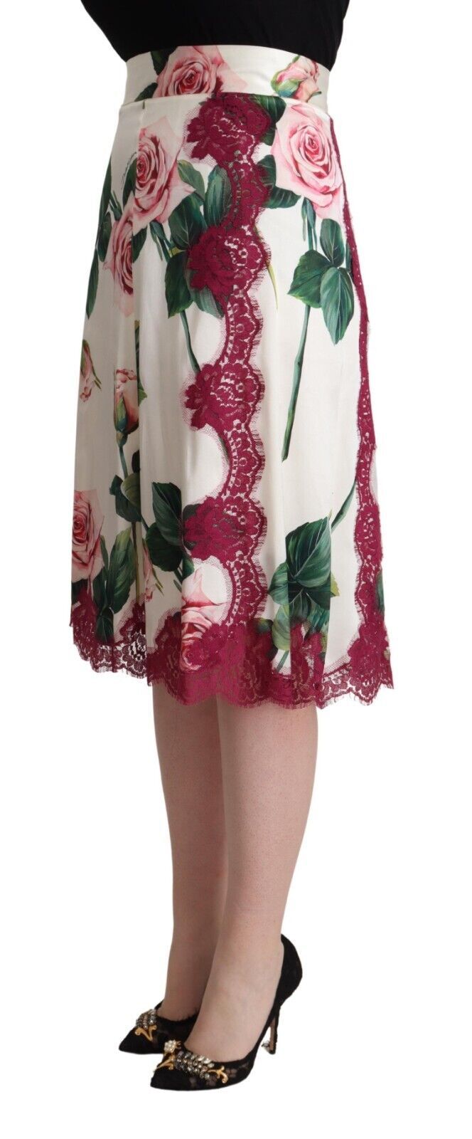 Dolce &amp; Gabbana – Eleganter Midirock in A-Linie mit Blumenmuster