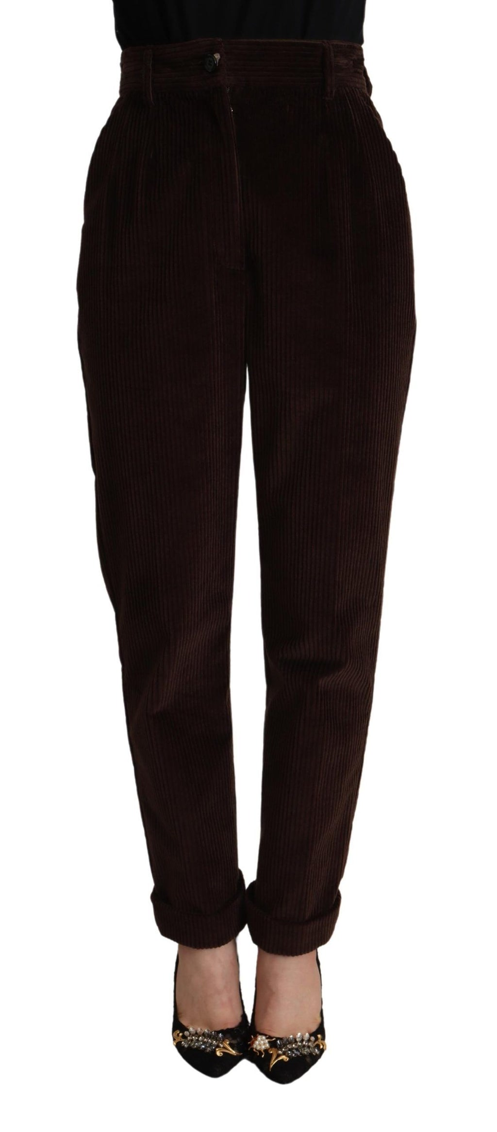 Dolce &amp; Gabbana Elegante Cordhose mit hoher Taille in Bordeaux