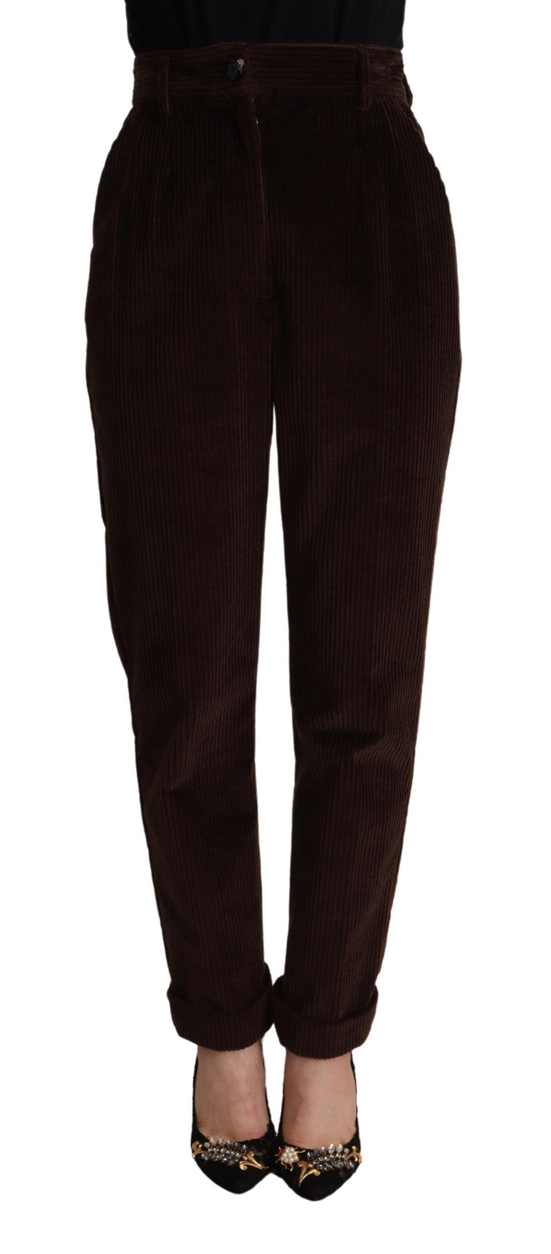 Dolce &amp; Gabbana Elegante Cordhose mit hoher Taille in Bordeaux