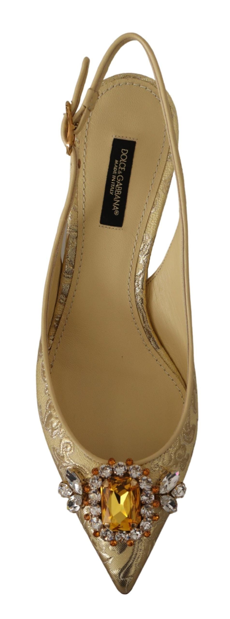 Dolce &amp; Gabbana Slingback-Pumps mit glänzendem Goldkristall