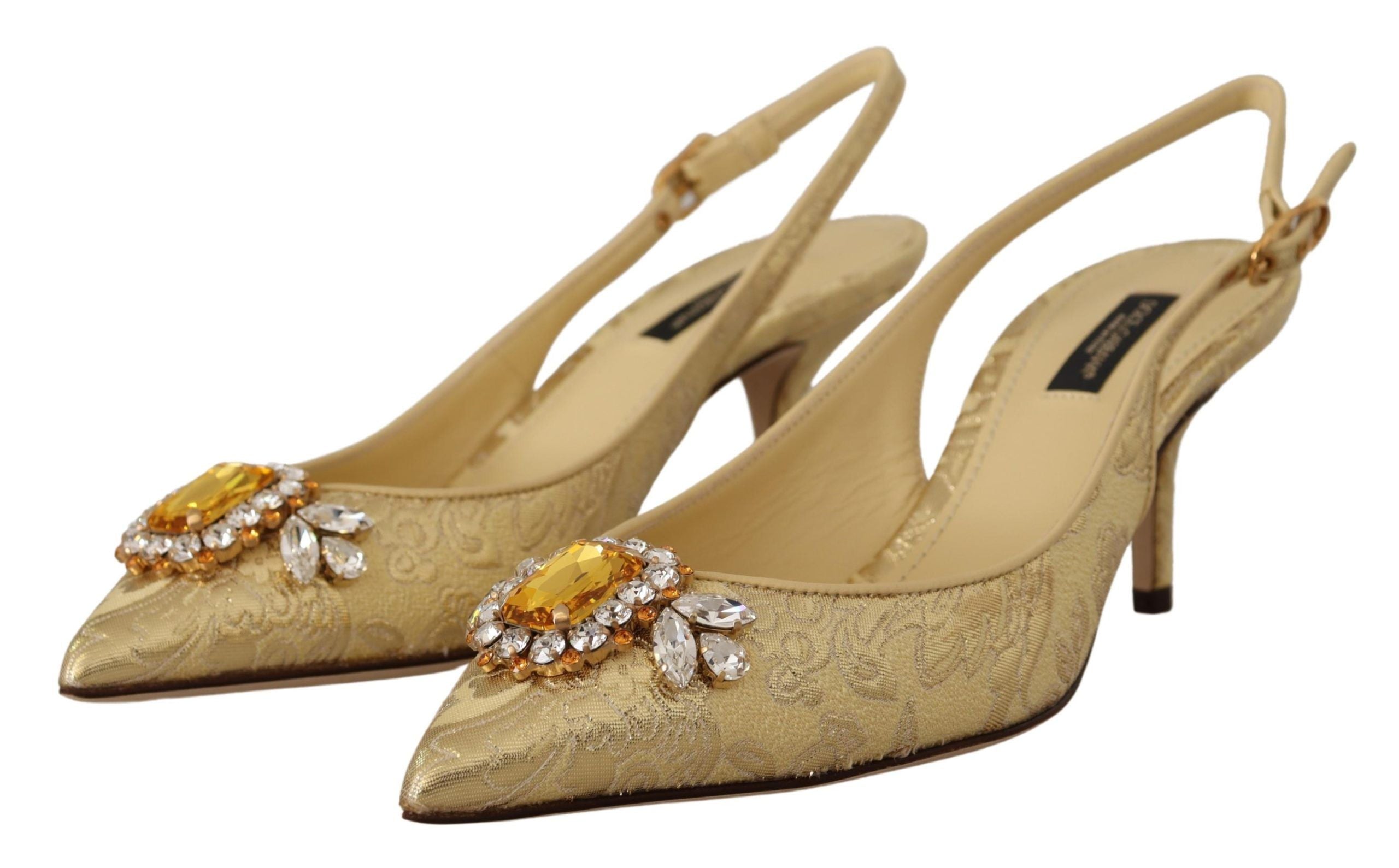 Dolce &amp; Gabbana Slingback-Pumps mit glänzendem Goldkristall