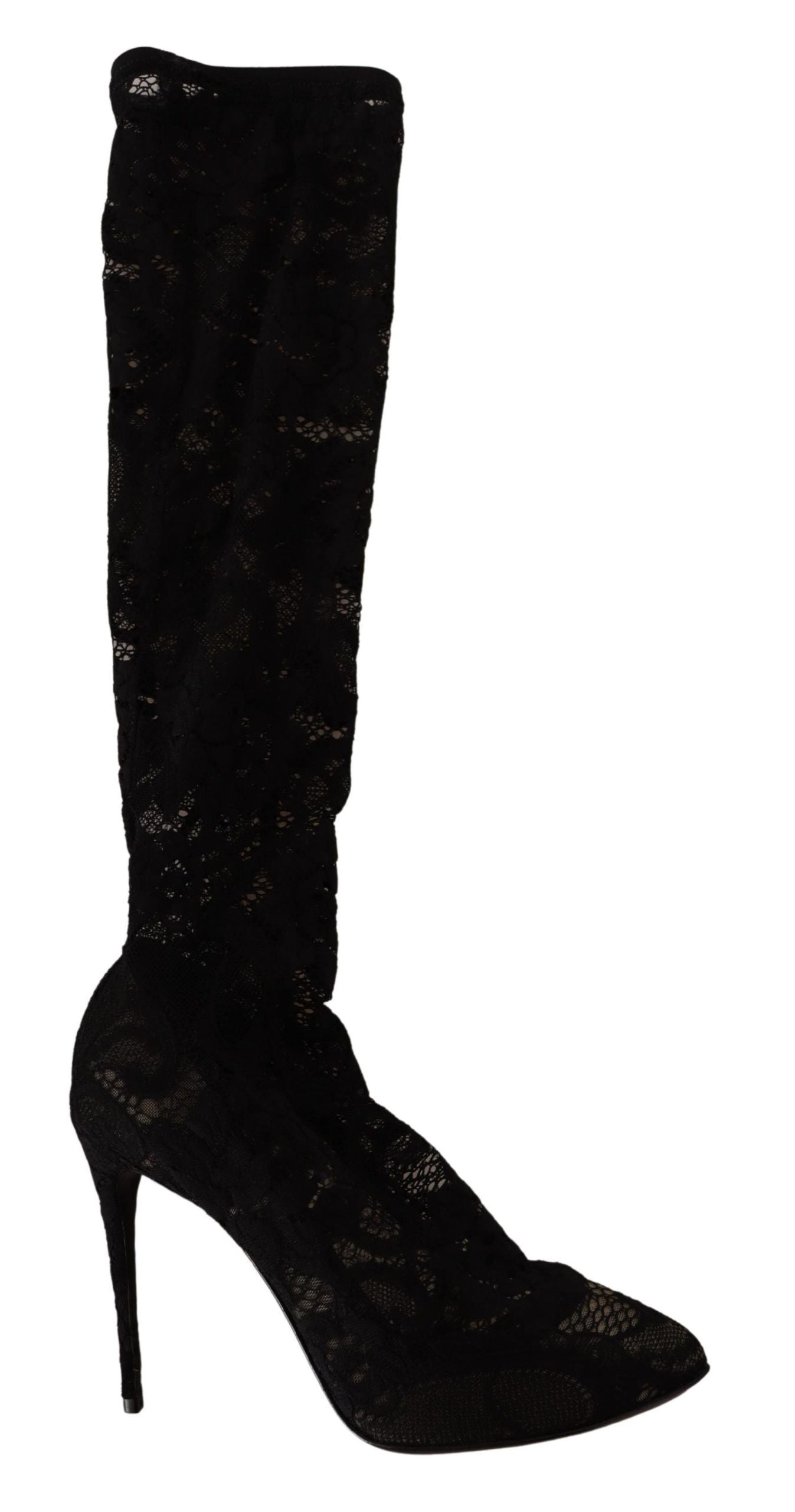 Dolce &amp; Gabbana – Elegante Stretch-Sockenstiefel in glattem Schwarz