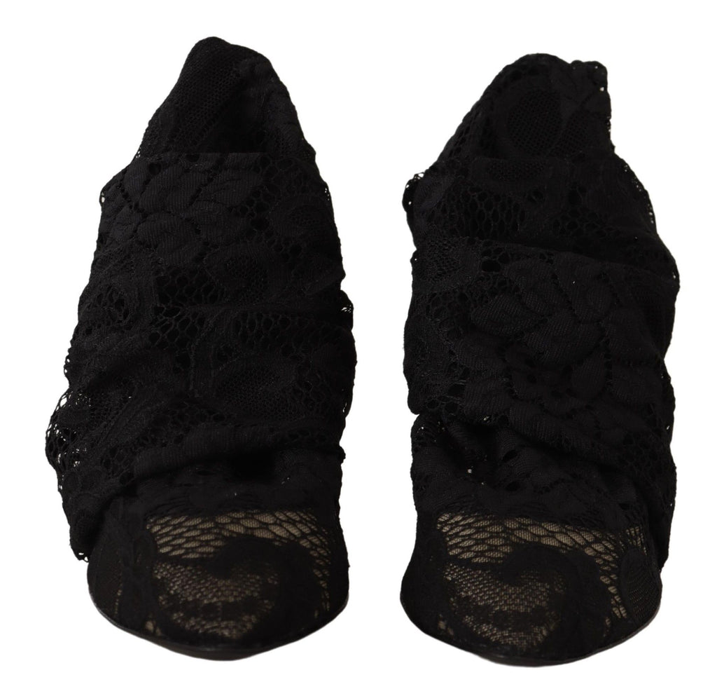 Dolce &amp; Gabbana – Elegante Stretch-Sockenstiefel in glattem Schwarz