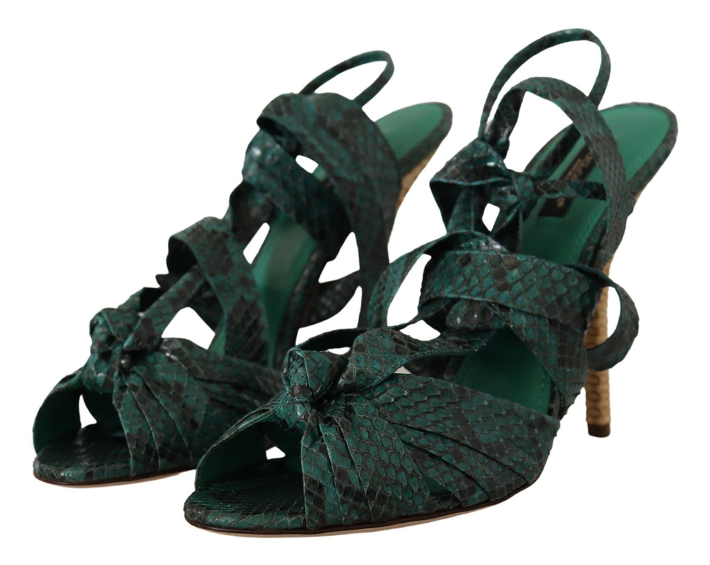 Dolce &amp; Gabbana Elegante grüne Python-Riemchen-Pumps