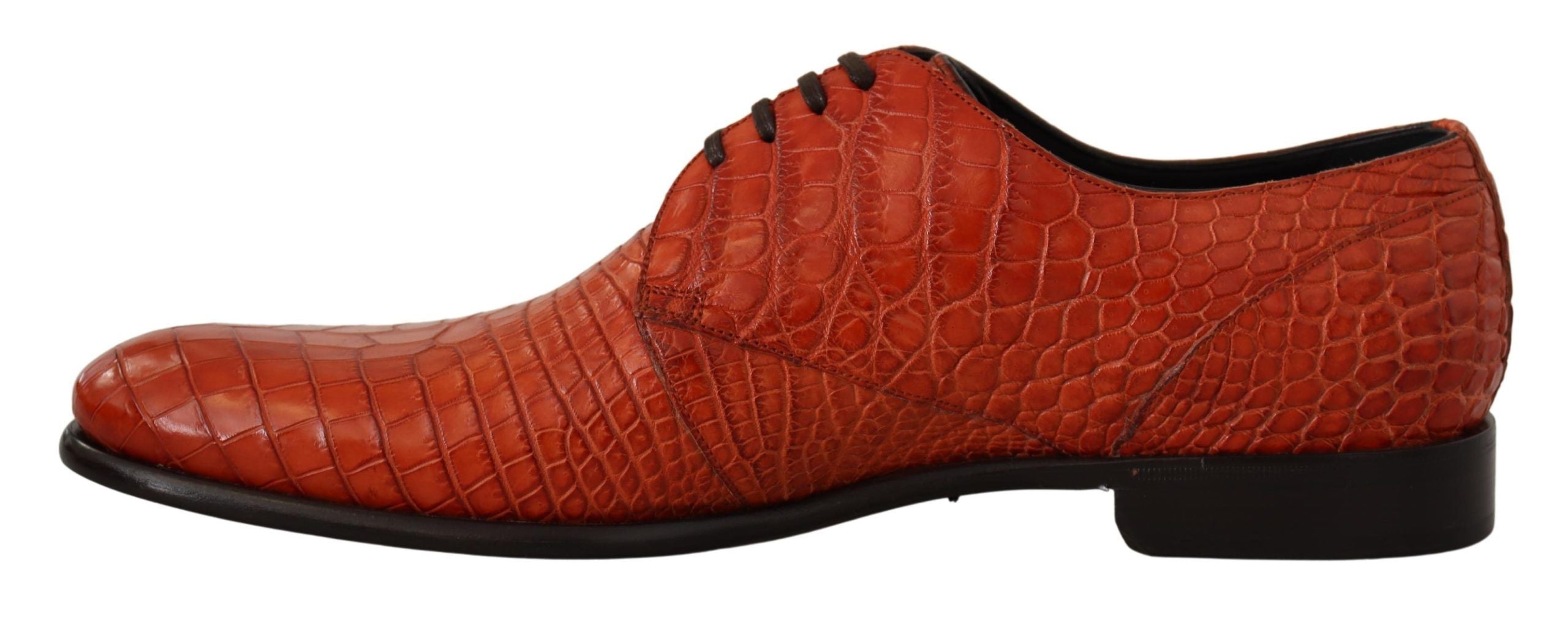 Dolce &amp; Gabbana – Exotische, orangefarbene Schnürschuhe aus Krokodilleder