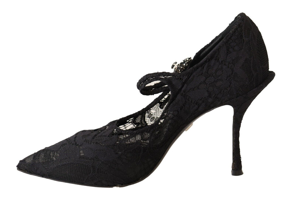 Dolce &amp; Gabbana Elegante schwarze Stiletto-Pumps aus Spitze