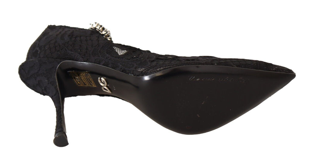 Dolce &amp; Gabbana Elegante schwarze Stiletto-Pumps aus Spitze