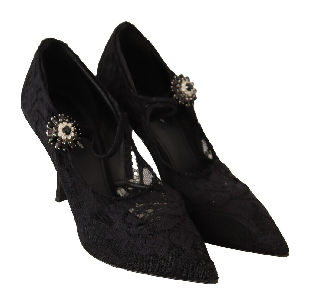 Dolce &amp; Gabbana Elegante schwarze Stiletto-Pumps aus Spitze