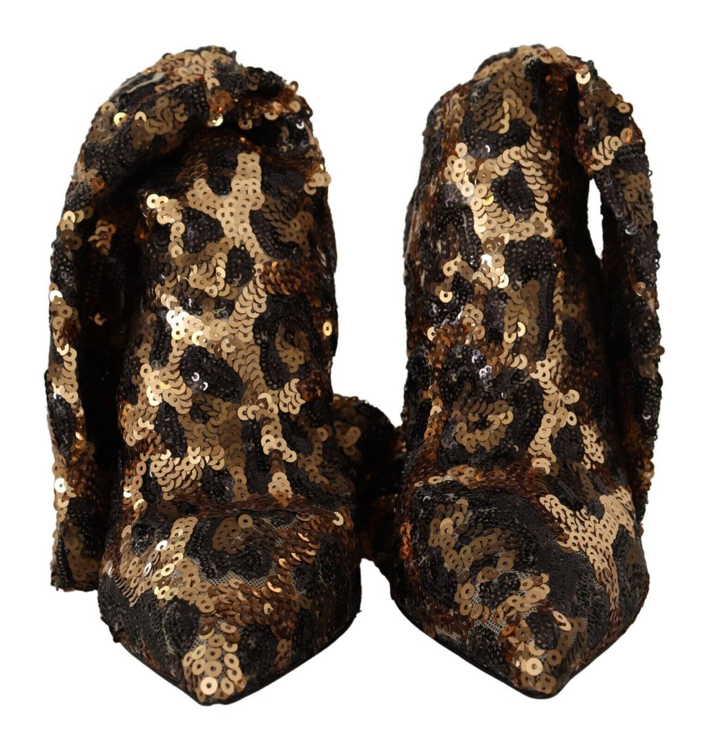 Dolce &amp; Gabbana Elegante kniehohe Stiefel mit Leoparden-Pailletten
