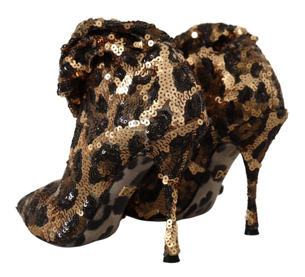 Dolce &amp; Gabbana Elegante kniehohe Stiefel mit Leoparden-Pailletten