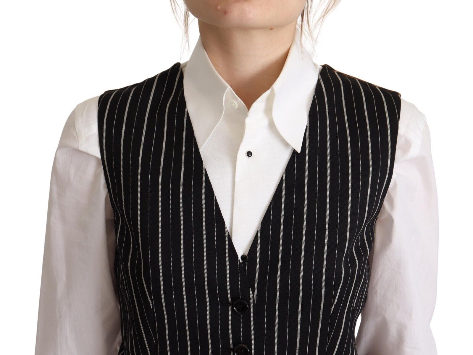 Dolce &amp; Gabbana Elegante ärmellose Weste aus Wollmischung mit V-Ausschnitt