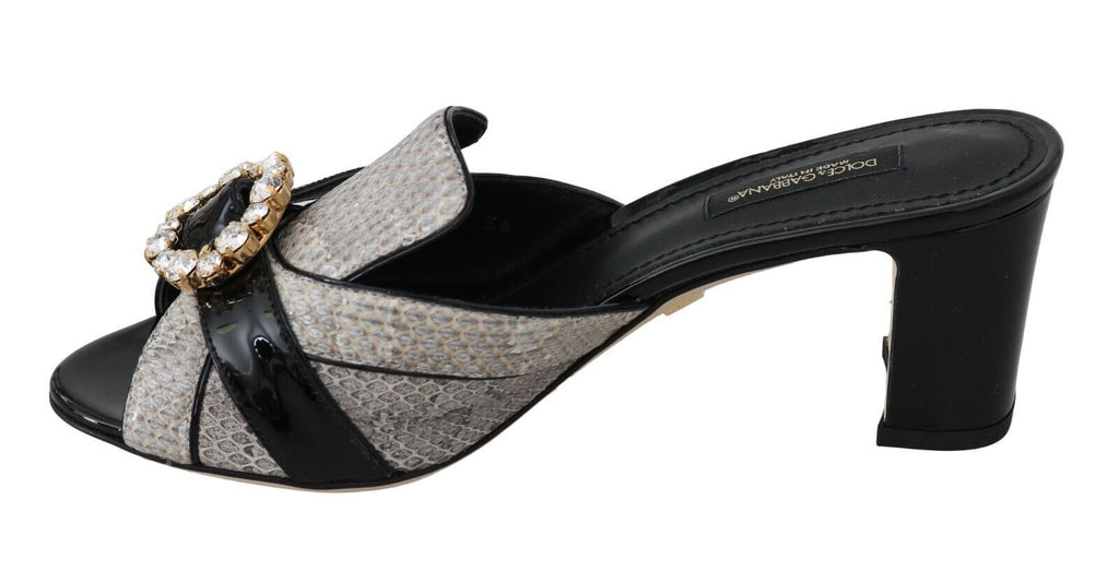 Dolce &amp; Gabbana Kristallverzierte Sandalen aus exotischem Leder