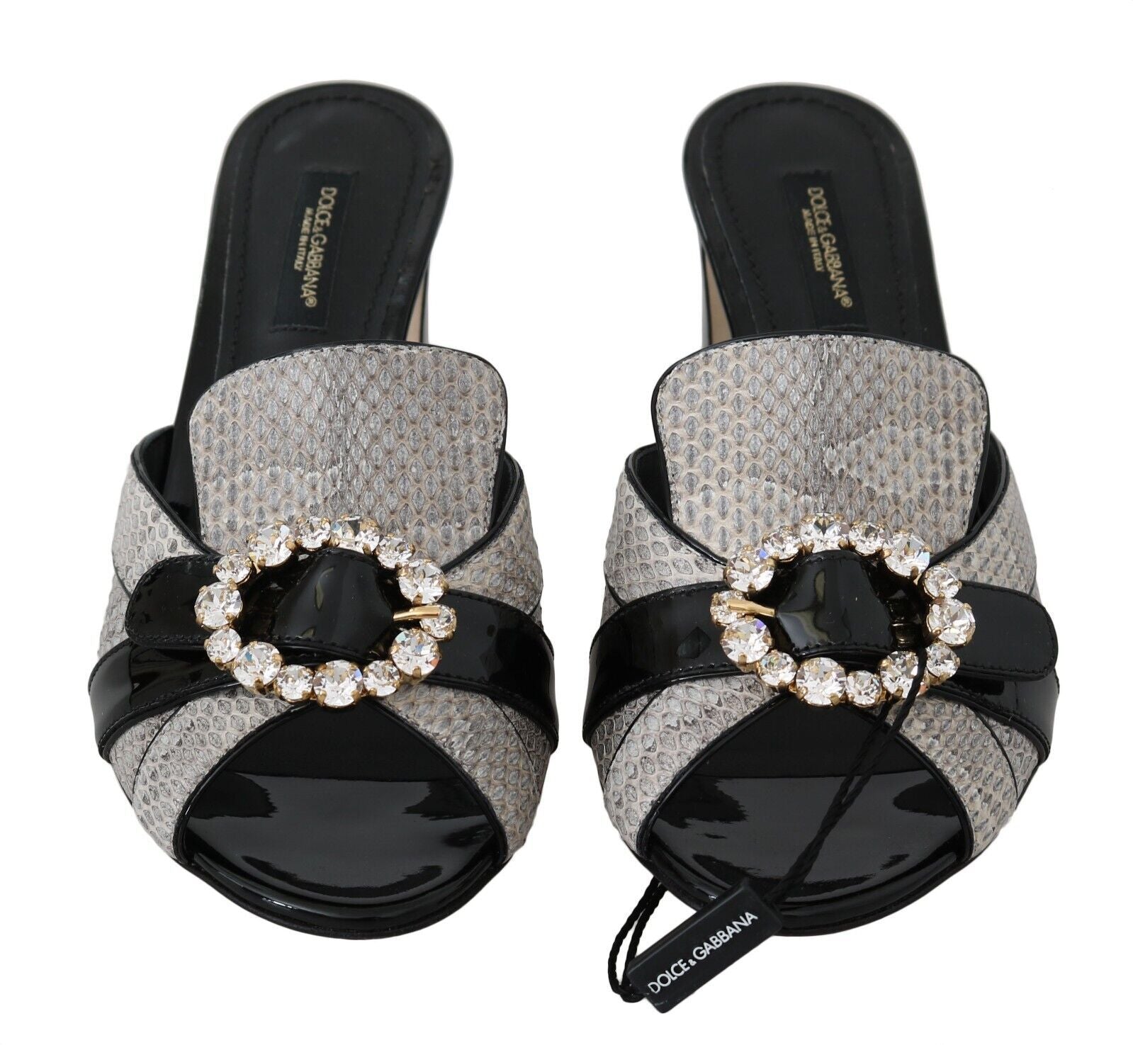 Dolce &amp; Gabbana Kristallverzierte Sandalen aus exotischem Leder