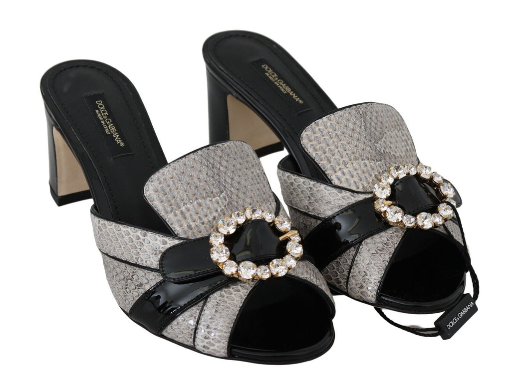 Dolce &amp; Gabbana Kristallverzierte Sandalen aus exotischem Leder
