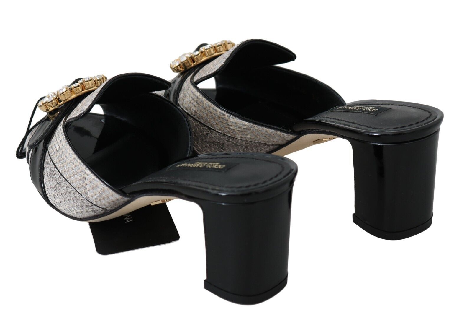 Dolce &amp; Gabbana Kristallverzierte Sandalen aus exotischem Leder