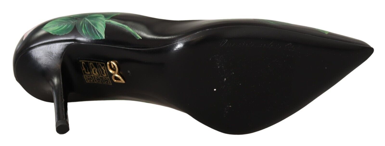 Dolce &amp; Gabbana Elegante schwarze Pumps aus Leder mit Rosenmuster