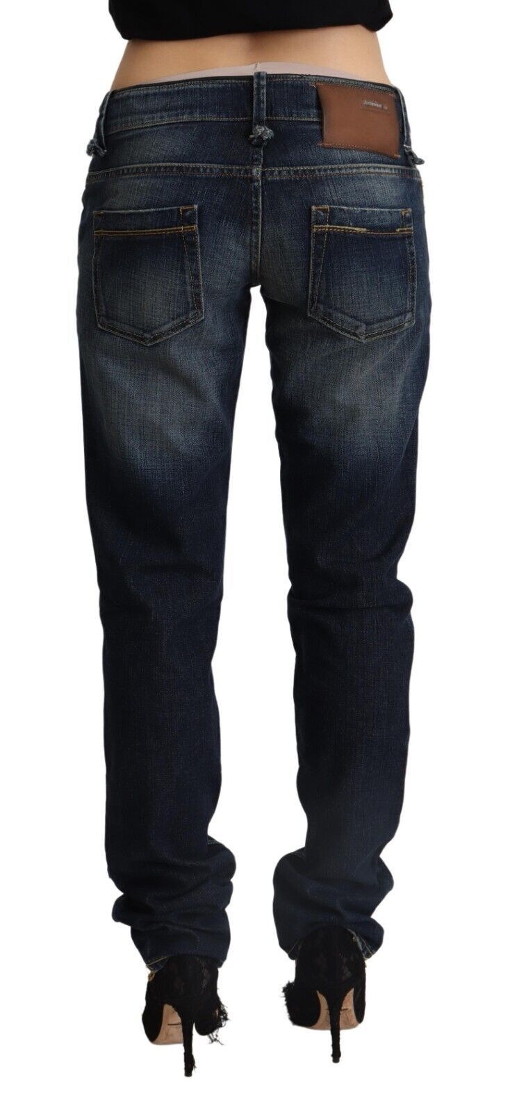 Acht Chic Dunkelblaue Skinny Jeans mit niedriger Taille