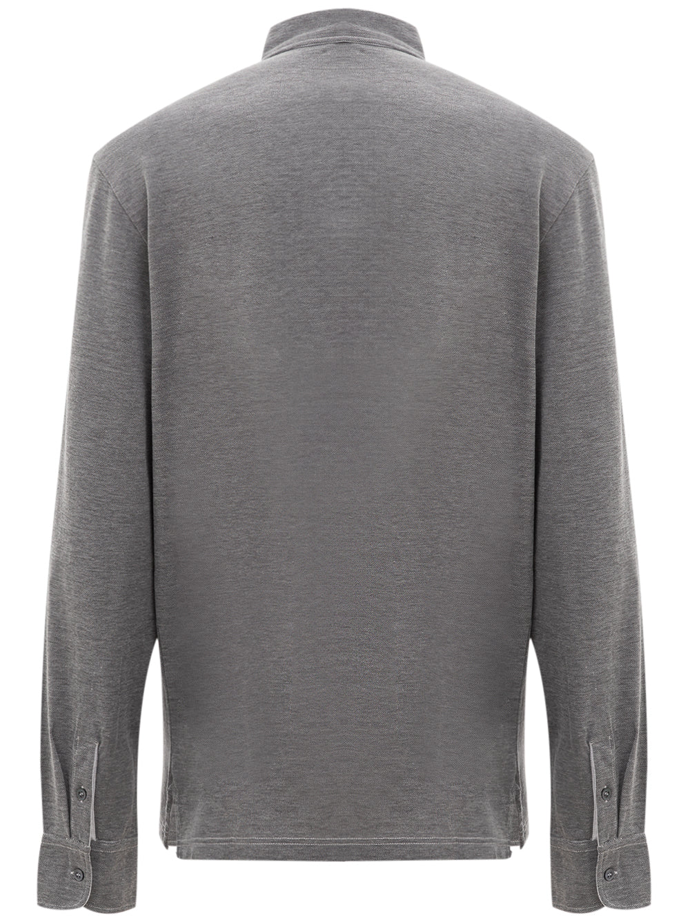 Corneliani Grey Long-Sleeve Polo Shirt