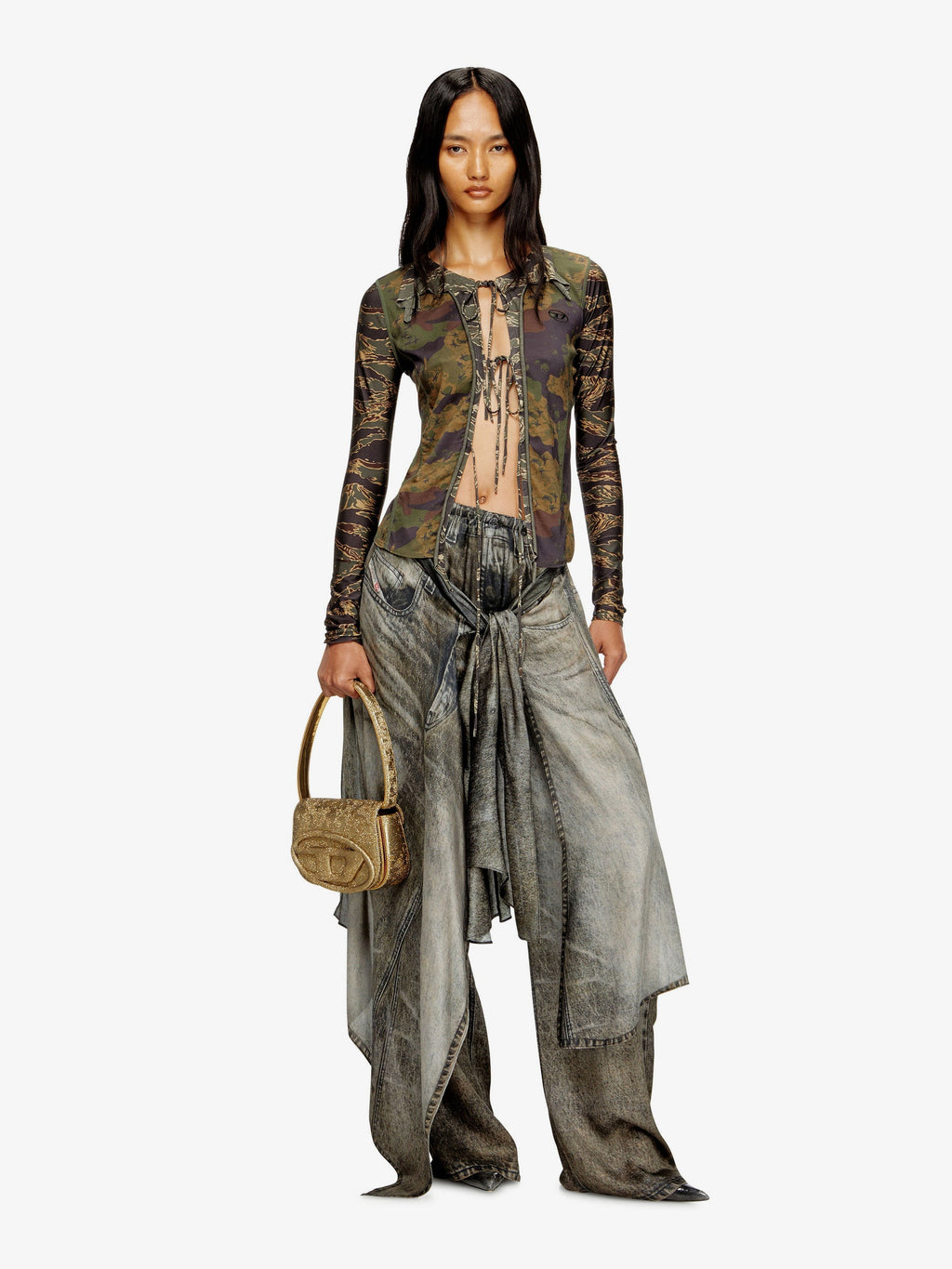 Diesel 1DR glitter fabric shoulder bag