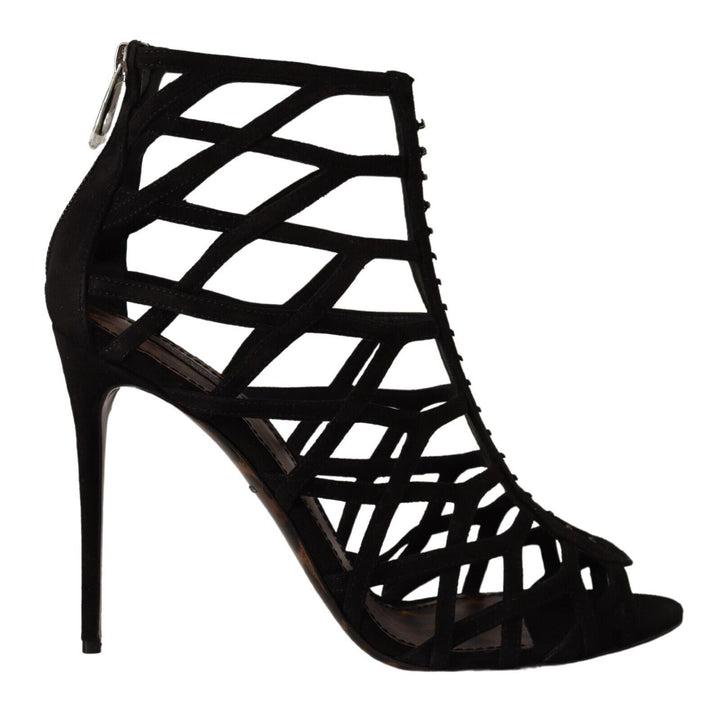 Dolce &amp; Gabbana Elegante schwarze Wildleder-Sandalen mit Absatz