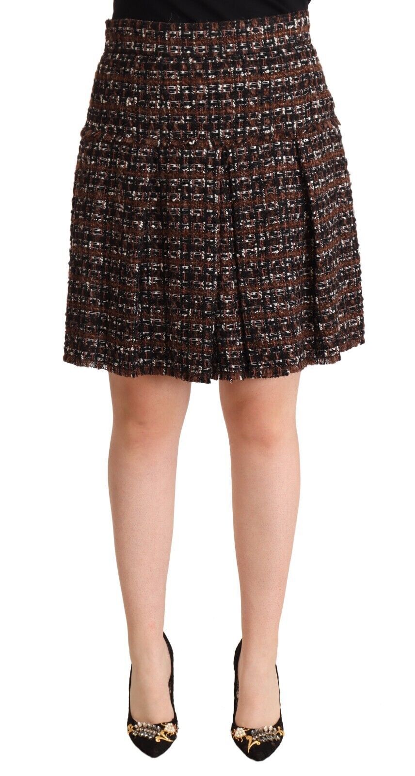 Dolce &amp; Gabbana Schicker brauner A-Linien-Minirock mit Falten