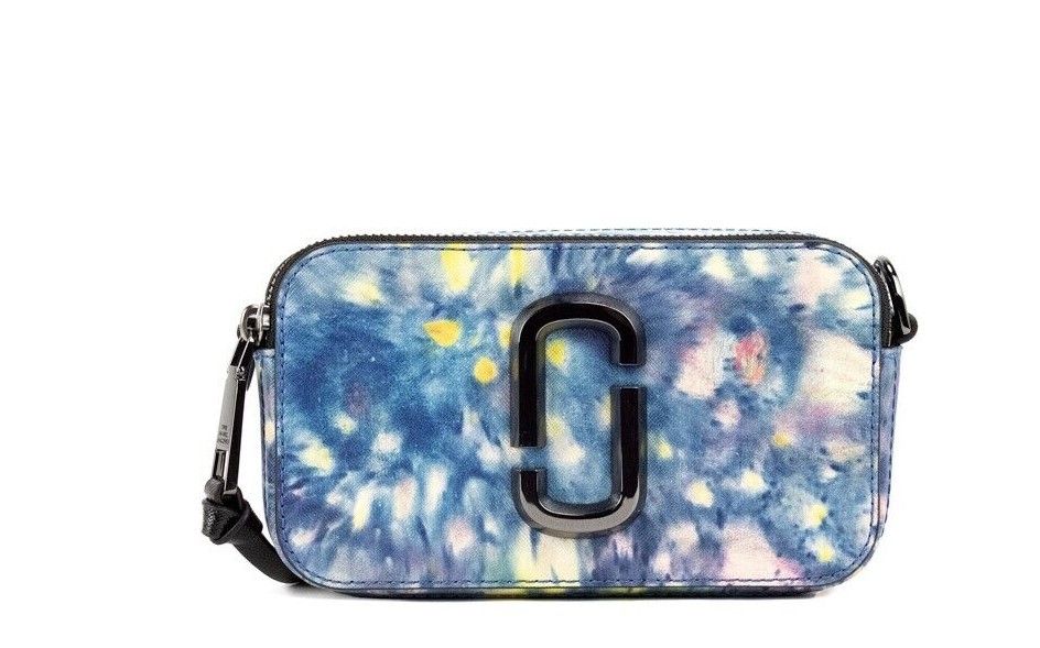 Marc Jacobs The Snapshot Tasche – Schultertasche aus bedrucktem Leder in Aquarellblau