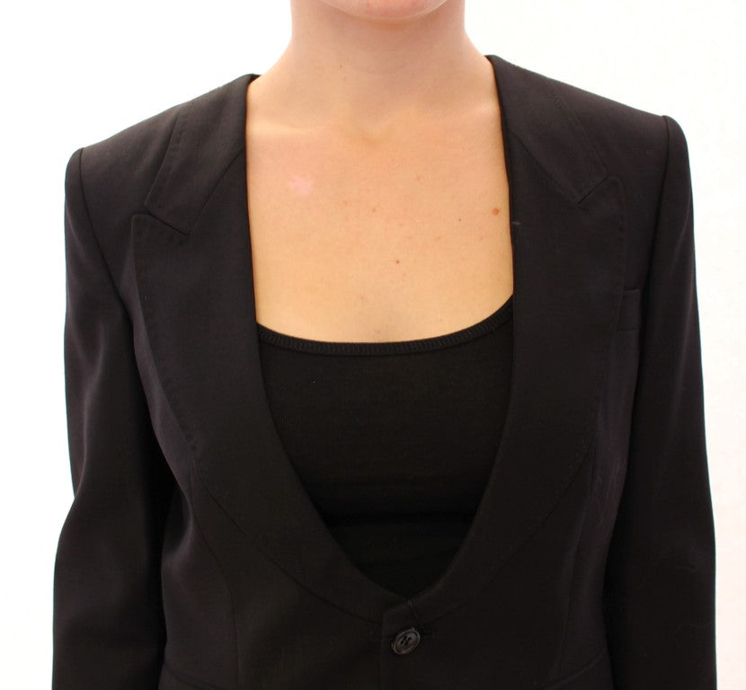 Dolce &amp; Gabbana – Eleganter schwarzer Blazer aus Seidenmischung mit Schaldetail auf der Rückseite