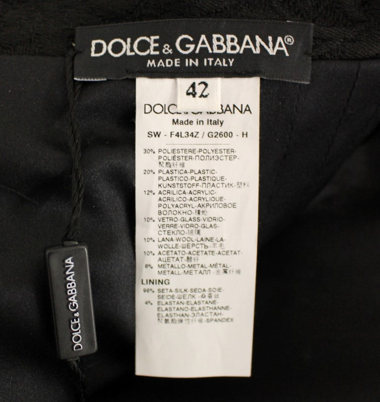 Dolce &amp; Gabbana – Schwarzer Meisterwerk-Rock mit Kristallverzierung