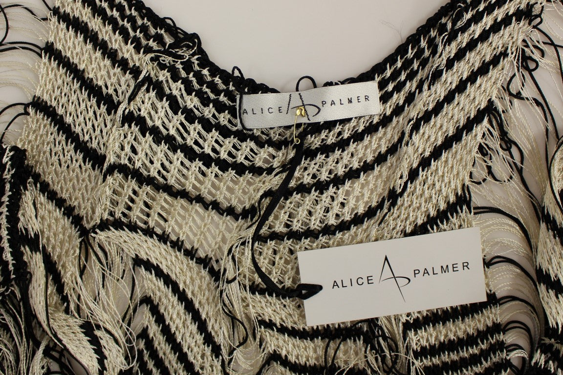 Alice Palmer – Schwarz-weißes Strickkleid mit Kunsthandwerk