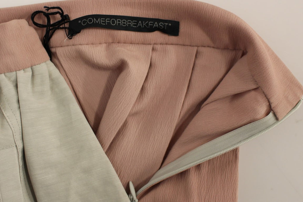 Comeforbreakfast Eleganter Faltenrock in Knielänge in Pink und Grau