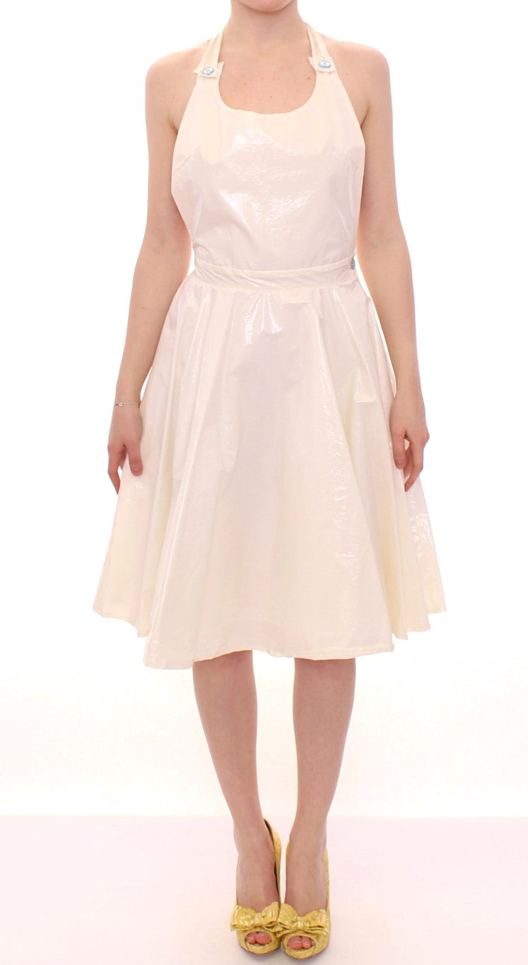 Licia Florio Elegantes Neckholder-Kleid in Teeweiß