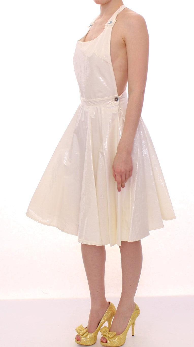 Licia Florio Elegantes Neckholder-Kleid in Teeweiß