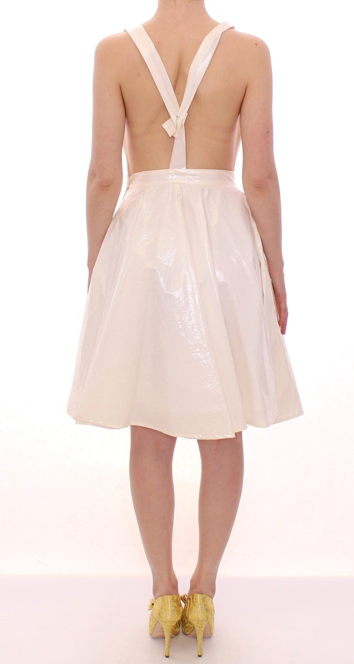 Licia Florio Elegantes Neckholder-Kleid in Teeweiß