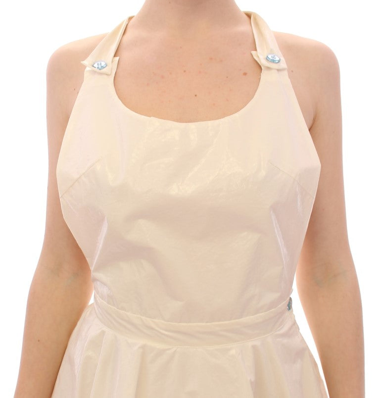Licia Florio Elegantes Neckholder-Kleid in Teeweiß