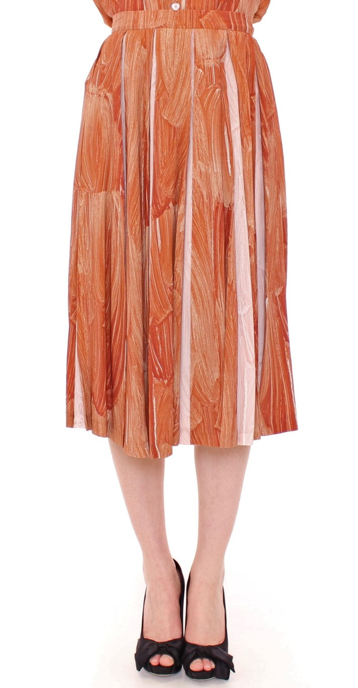 Licia Florio Orange-Brauner Schicker Rock bis zum Knie