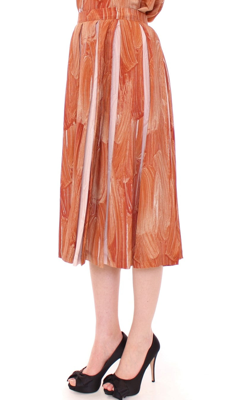 Licia Florio Orange-Brauner Schicker Rock bis zum Knie