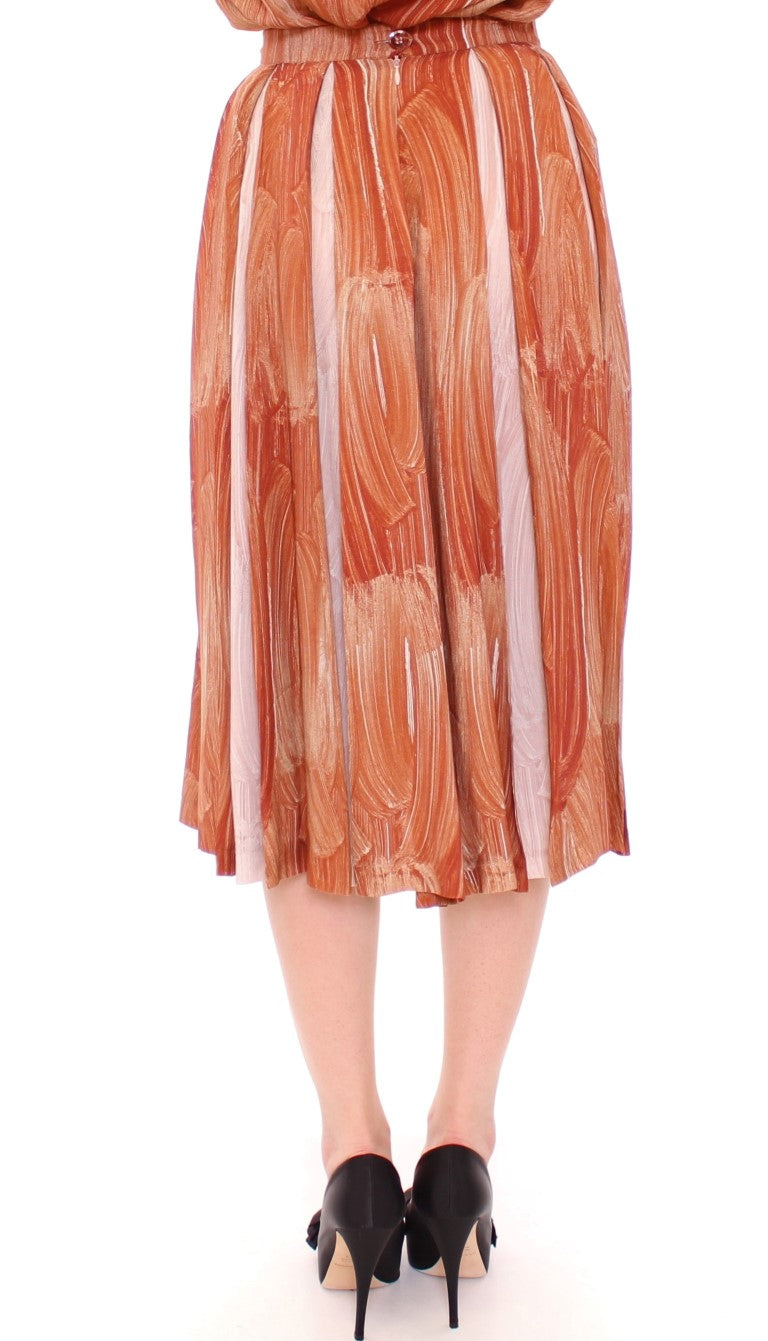 Licia Florio Orange-Brauner Schicker Rock bis zum Knie
