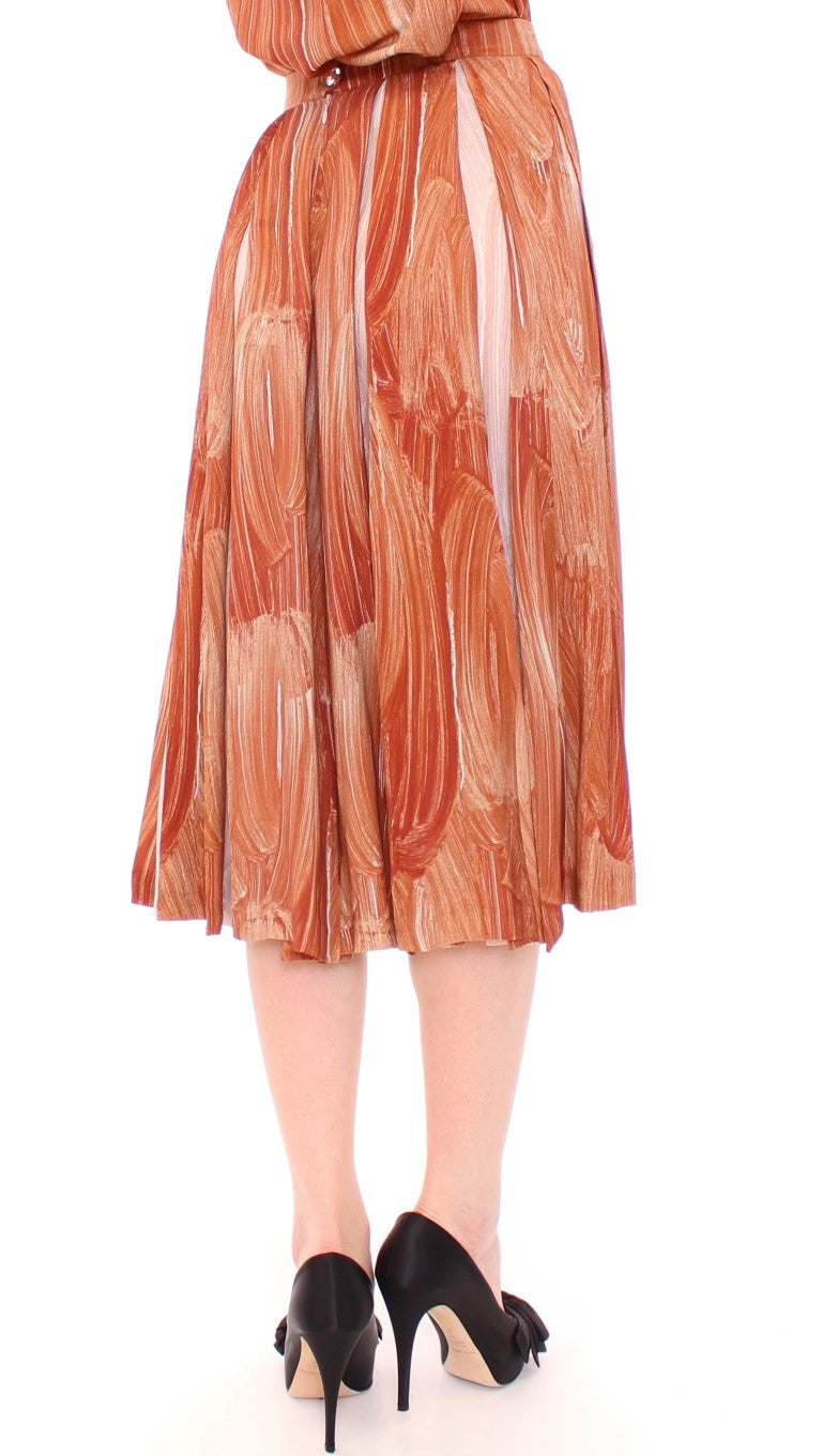 Licia Florio Orange-Brauner Schicker Rock bis zum Knie