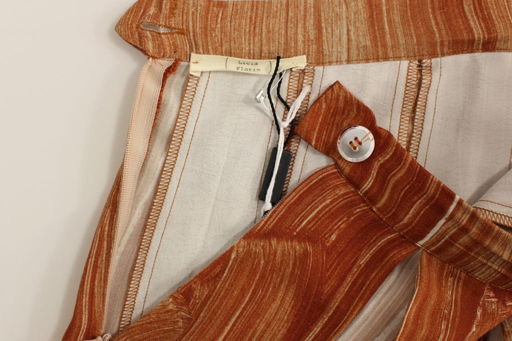 Licia Florio Orange-Brauner Schicker Rock bis zum Knie