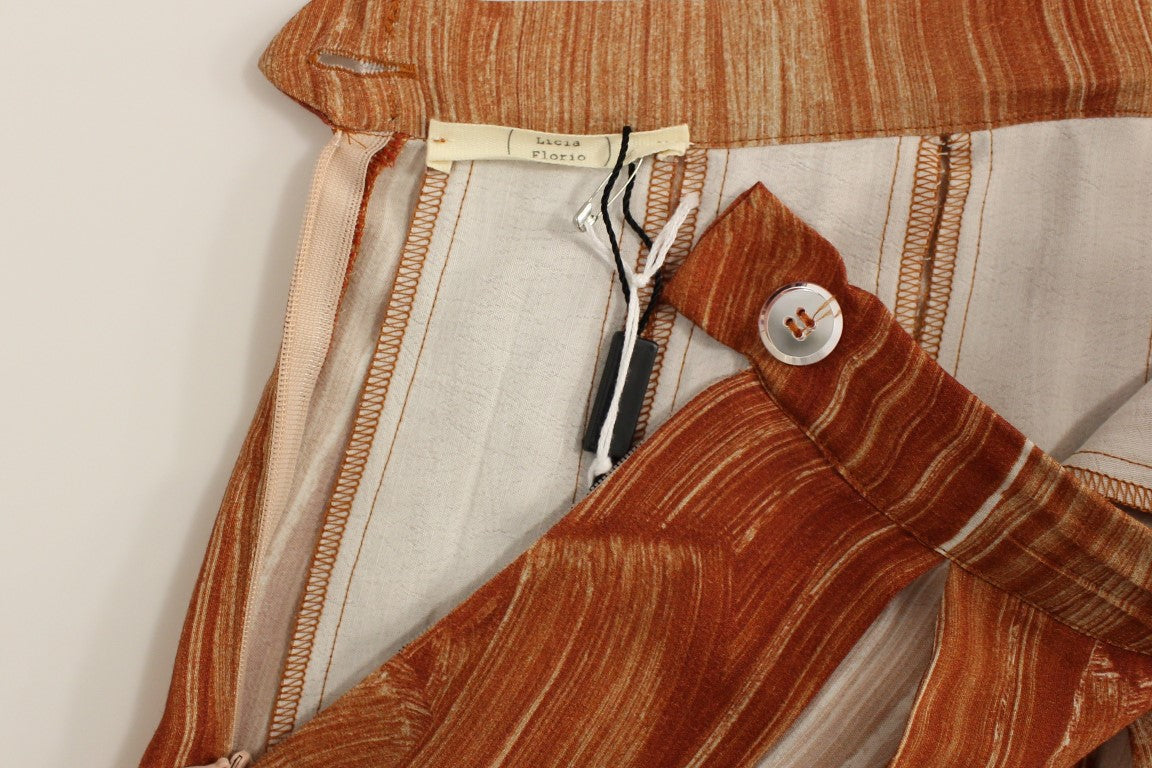 Licia Florio Orange-Brauner Schicker Rock bis zum Knie